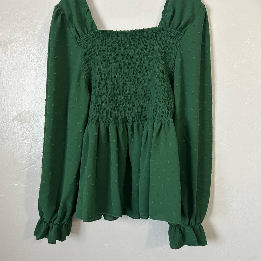 Elegant Green Smocked Women's Top